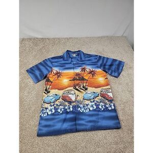 Vintage Aloha Republic Hawaiian Shirt Men's Size M Blue Button Up‎ beach